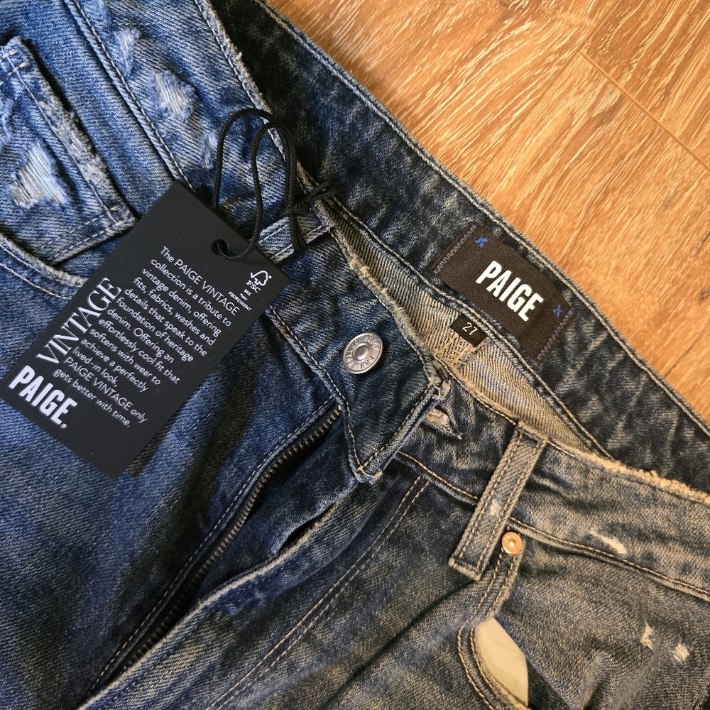 PAIGE Womens Distressed Flare Jeans